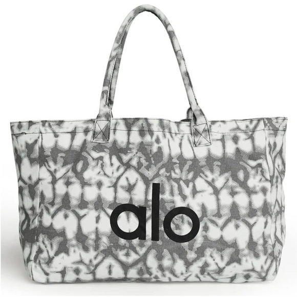 Alo Iconic Shopper tote | oversized heavy-duty canvas grey tie dye bag w… - Picture 1 of 6